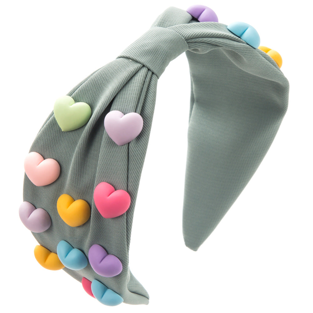 Wholesale Valentine's Day Candy Color Love Fabric Hair Hoops